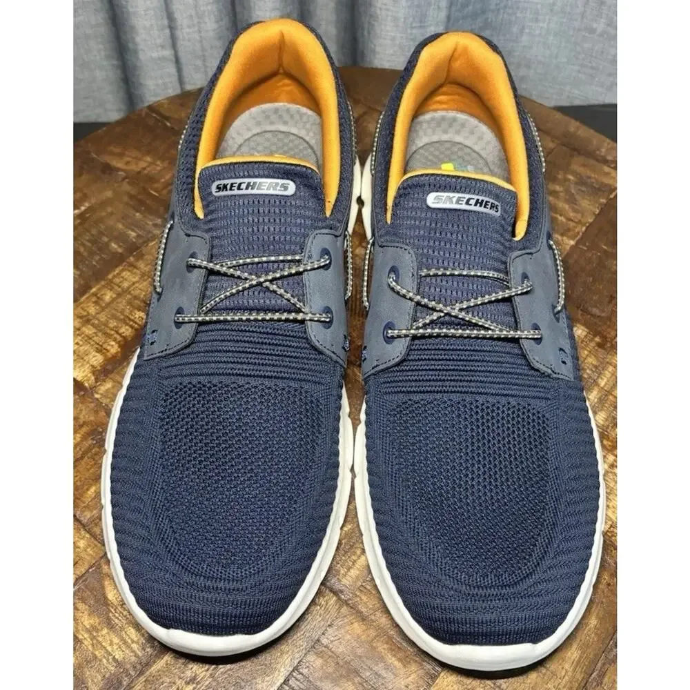 SKECHERS NEW Men's Blue Delson 3.0 Roth Bungee Slip-Ins Boat Shoes Size 13